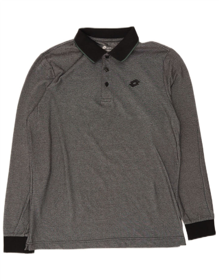 Tricou polo pentru bărbați Lotto cu mânecă lungă, gri mediu