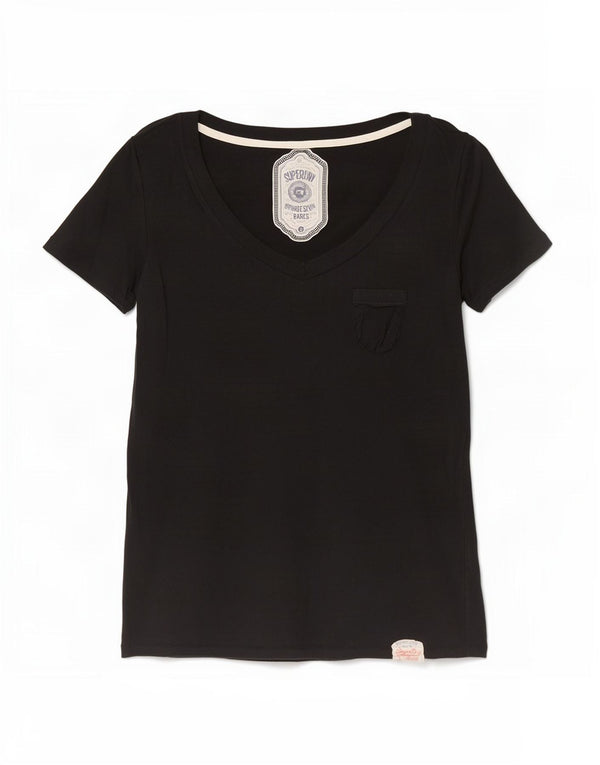 Tricou Superdry pentru femei Top UK 10 Small Black Bumbac