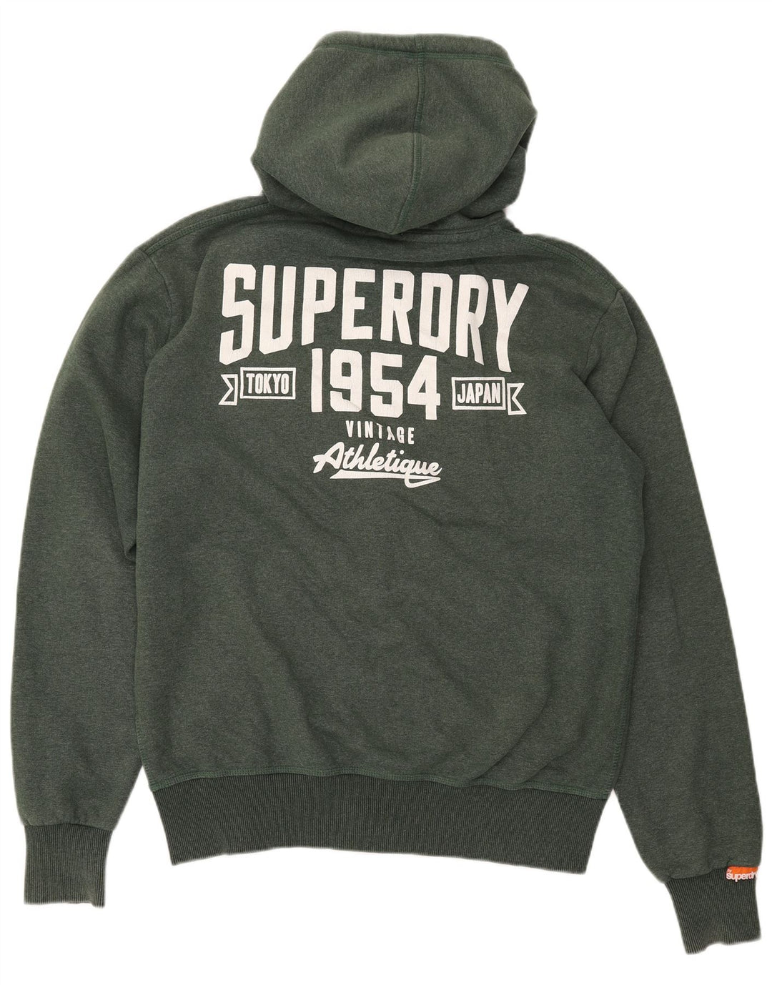 SUPERDRY Pulover cu glugă cu fermoar grafic pentru bărbați, poliester kaki 2XL