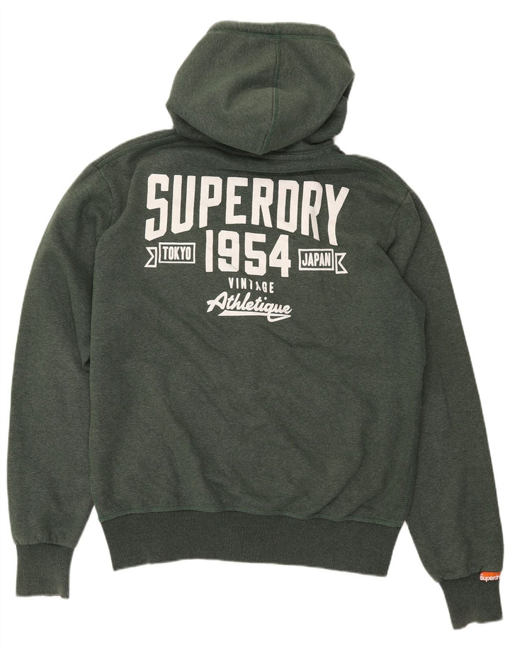 SUPERDRY Pulover cu glugă cu fermoar grafic pentru bărbați, poliester kaki 2XL