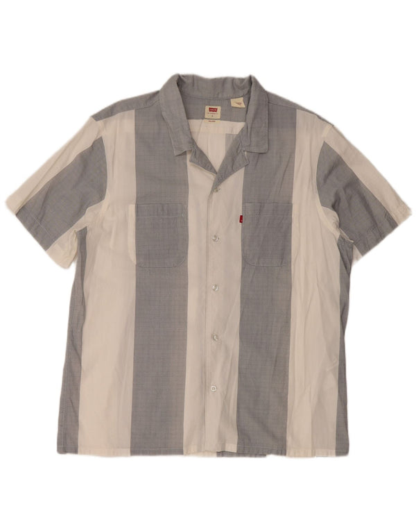 Cămașă LEVI'S pentru bărbați, cu mânecă scurtă, în formă relaxată, din bumbac cu dungi gri mari