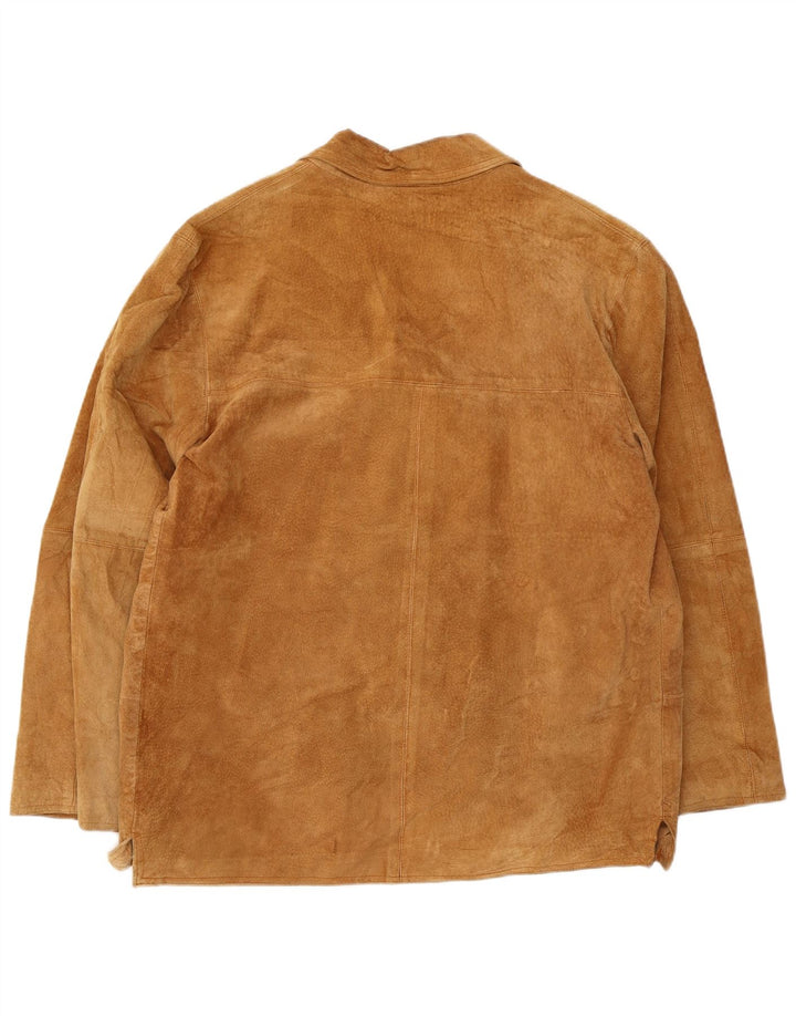 Jachetă vintage pentru bărbați din piele intoarsa cu 3 nasturi UK 38 Medium Beige Piele