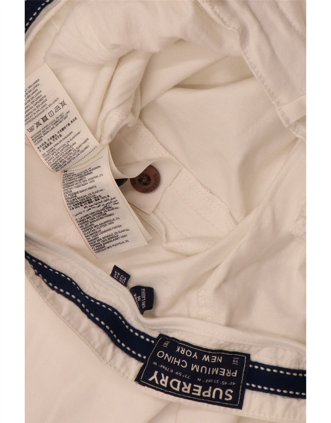 SUPERDRY Pantaloni chino subțiri pentru femei UK 16 Large W34 L29 Bumbac alb