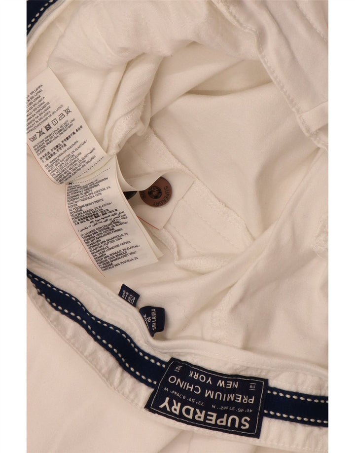 SUPERDRY Pantaloni chino subțiri pentru femei UK 16 Large W34 L29 Bumbac alb