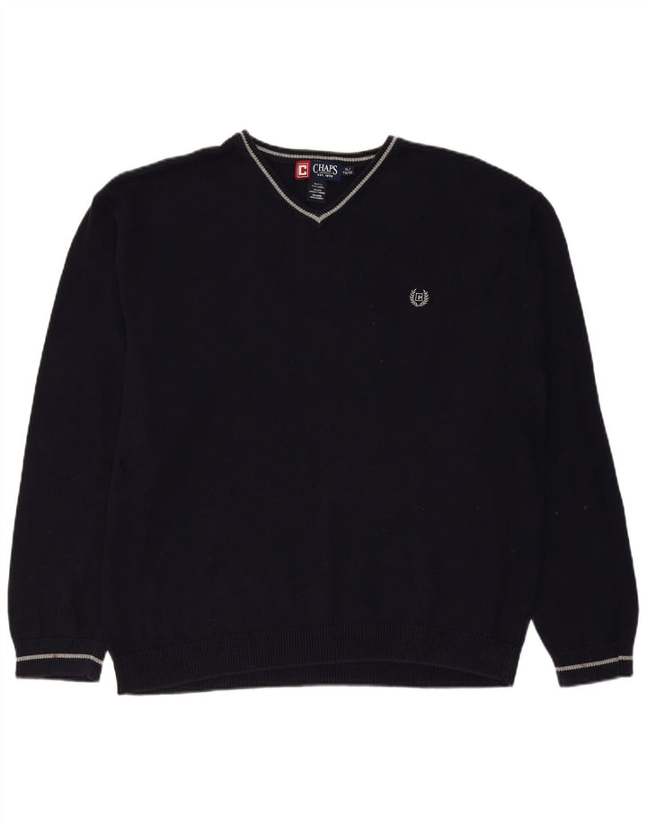 Pulover pentru bărbați CHAPS cu decolteu în V, XL, bumbac bleumarin