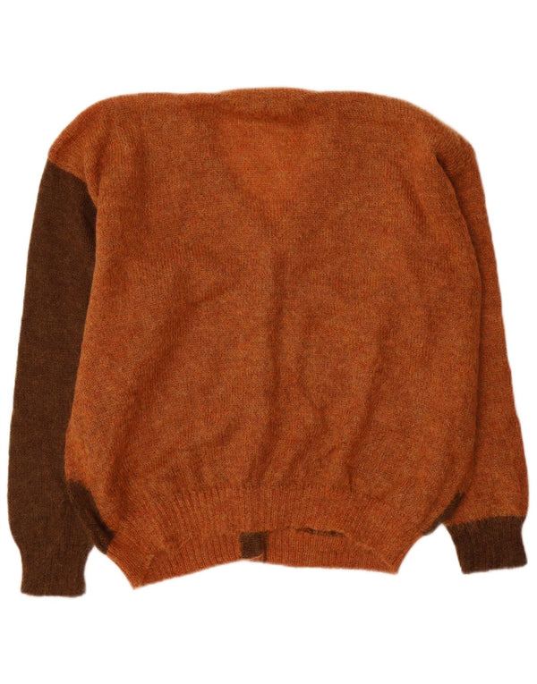 Pulover cardigan pentru femei VINTAGE UK 18 XL Orange Colorblock Mohair