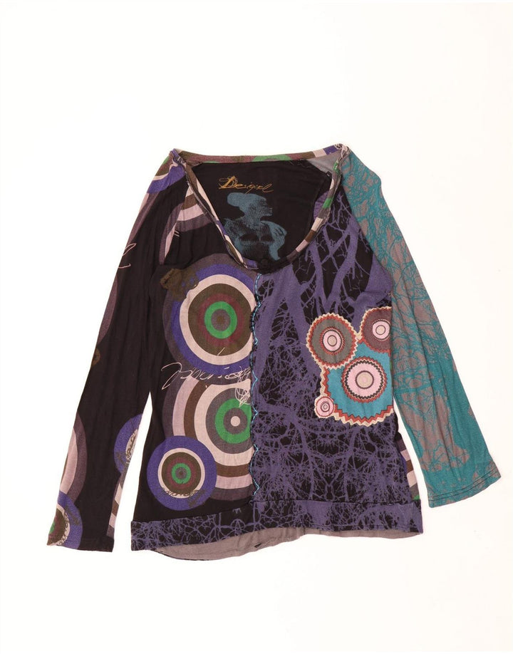 Desigual Womens Abstract Pattern Tunic Top UK 18 XL Multicolor Viscoza