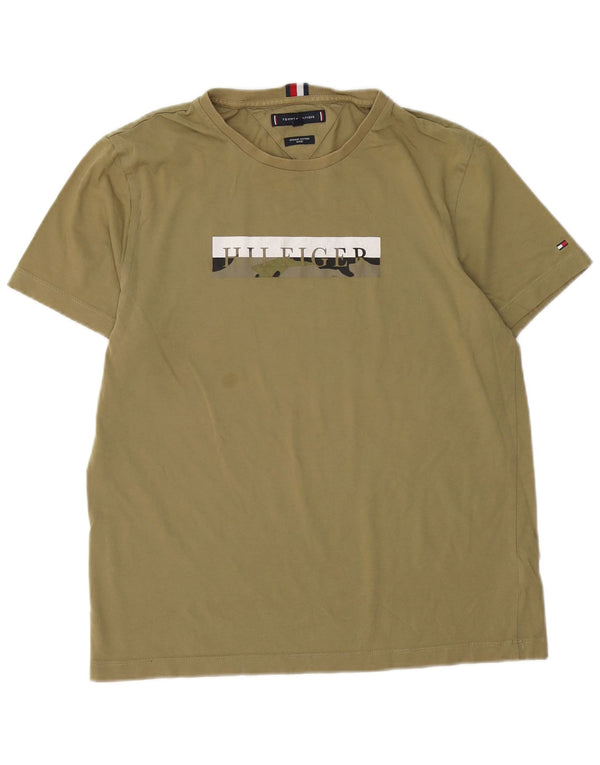 TOMMY HILFIGER Tricou grafic pentru bărbați Top Medium Khaki Bumbac