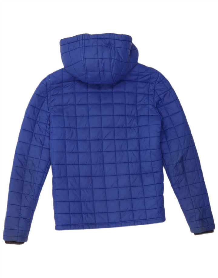 Jachetă căptușită cu glugă Superdry pentru femei UK 10 Small Blue Nylon