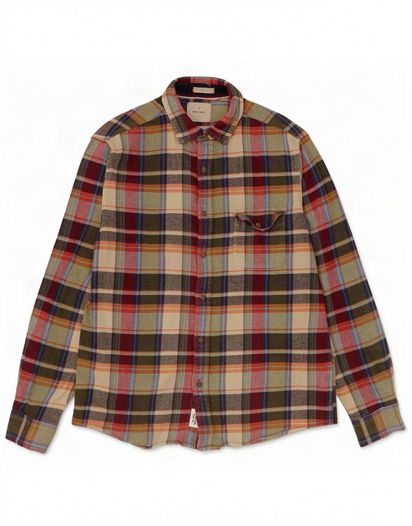 White Stuff Mens Classic Fit Flannel Shirt Medium Green Check Cotton