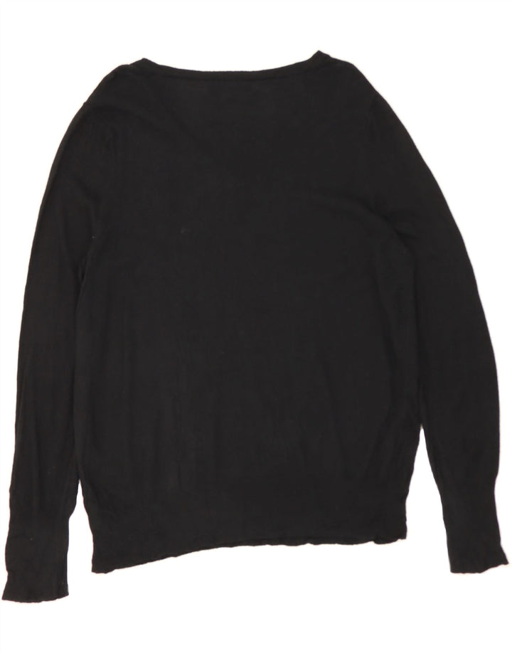 MOSSIMO Womens Oversized V-Neck Jumper Sweater US 2 XS Black Nylon Vintage Mossimo and Second-Hand Mossimo from Messina Hembry 