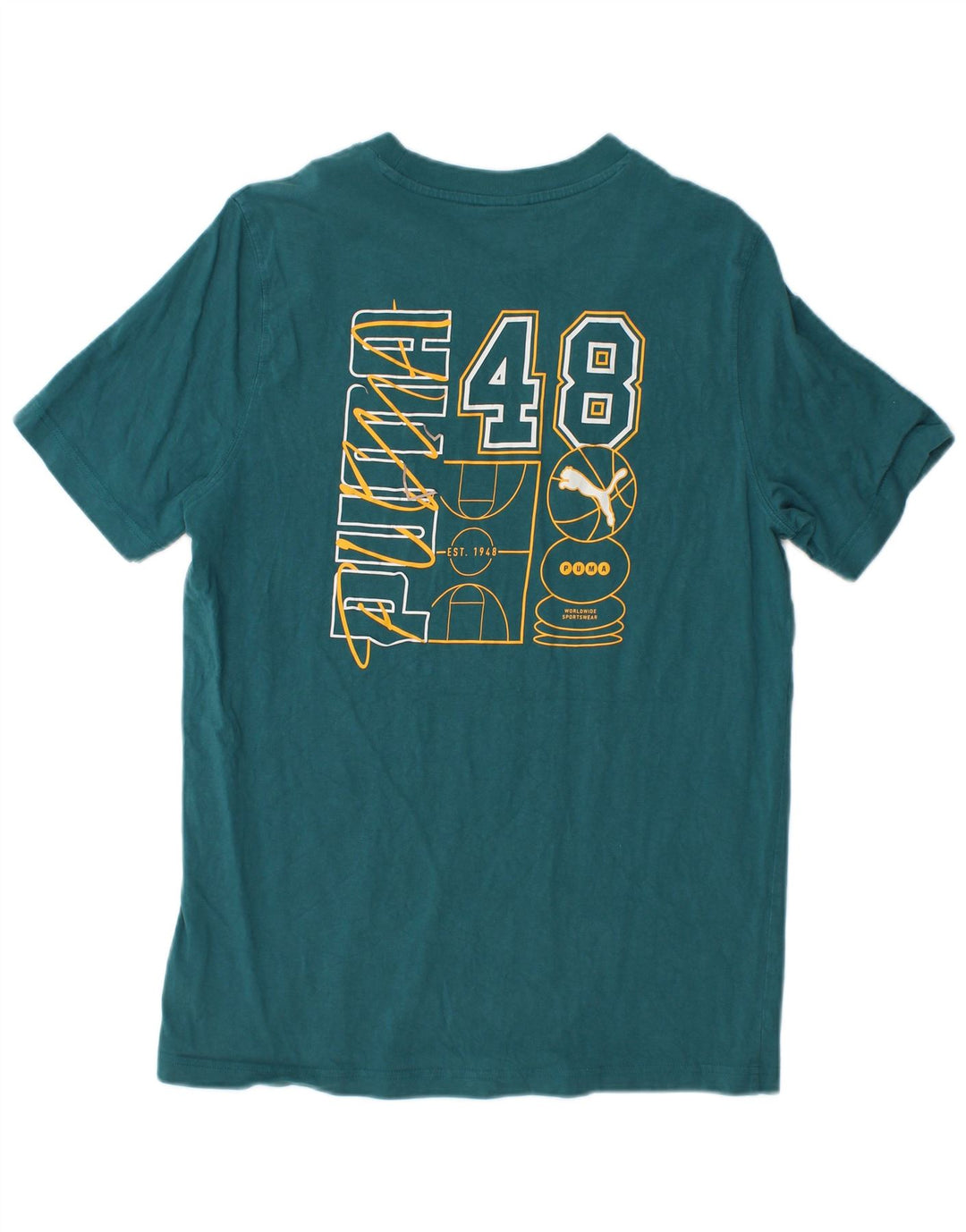 Tricou grafic PUMA pentru bărbați Top din bumbac verde mediu