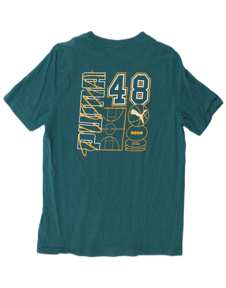 Tricou grafic PUMA pentru bărbați Top din bumbac verde mediu