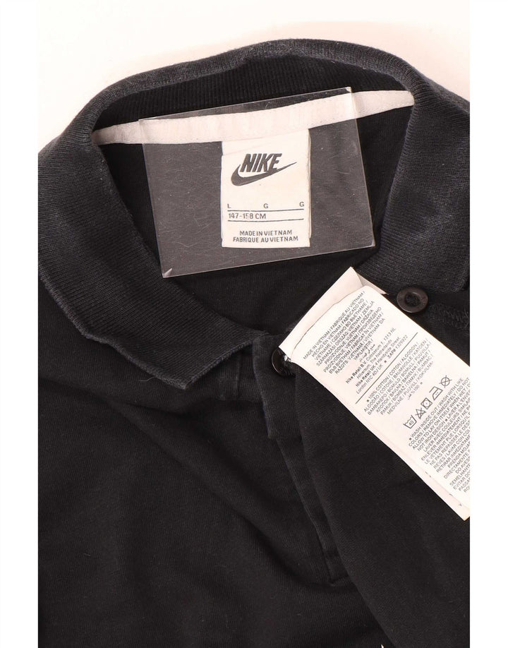 Tricou polo Nike pentru băieți 12-13 ani, mare, negru, bumbac