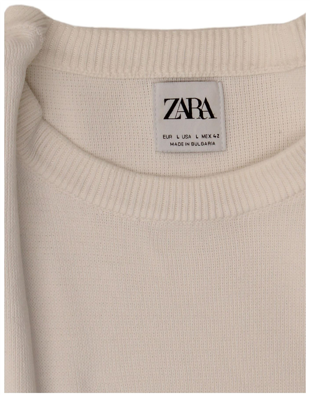 Pulover pentru bărbați Zara, cu decolteu, mare, alb
