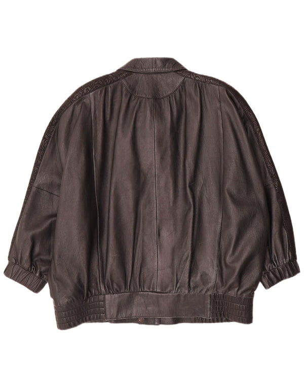 Jachetă de piele supradimensionată pentru femei Vintage IT 42 Medium Black Geometric