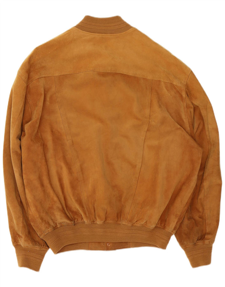 Jachetă Bomber Vintage pentru bărbați din piele intoarsa IT 54 2XL din piele maro
