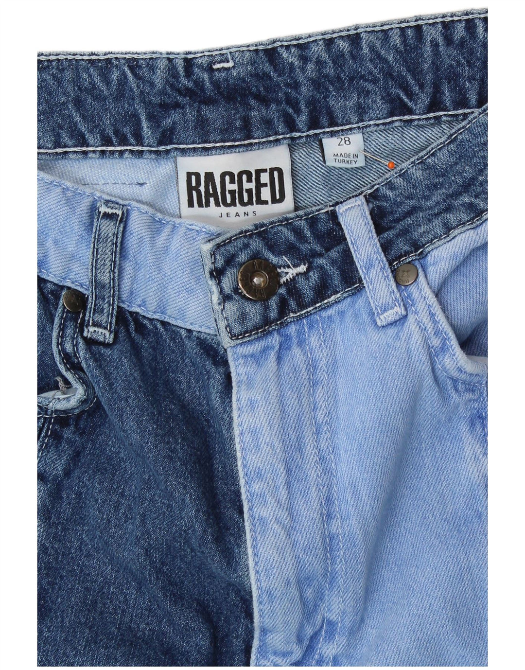 Blugi Drepți Femei VINTAGE L28 L28 Blue Patchwork Bumbac Retro