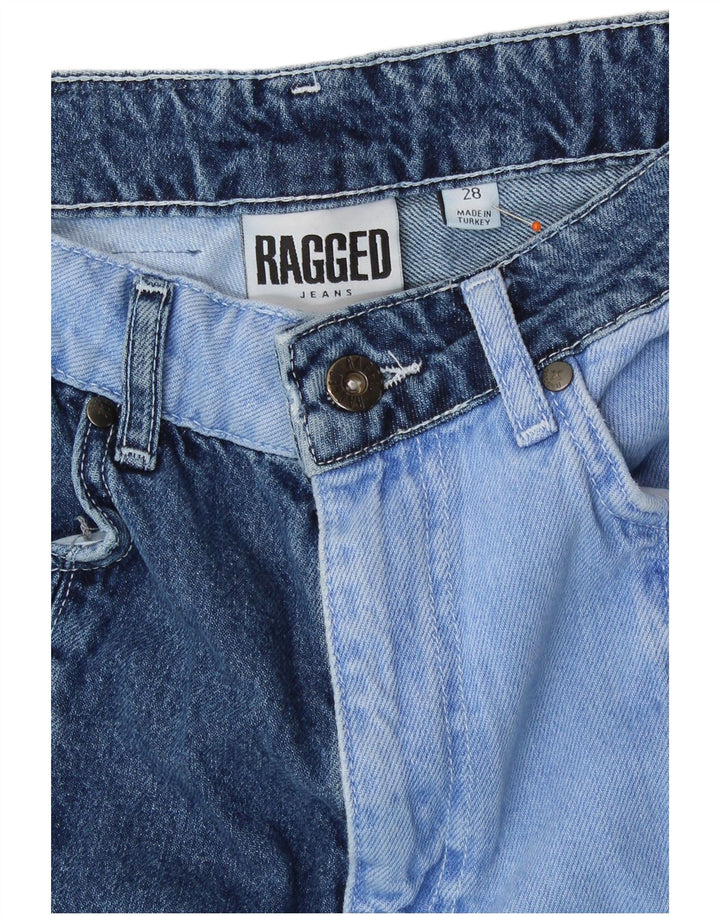 Blugi Drepți Femei VINTAGE L28 L28 Blue Patchwork Bumbac Retro