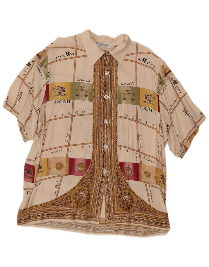 Bluză cămașă cu grafică pentru femei MARCELLO CIONI IT 48 XL alb catifelat