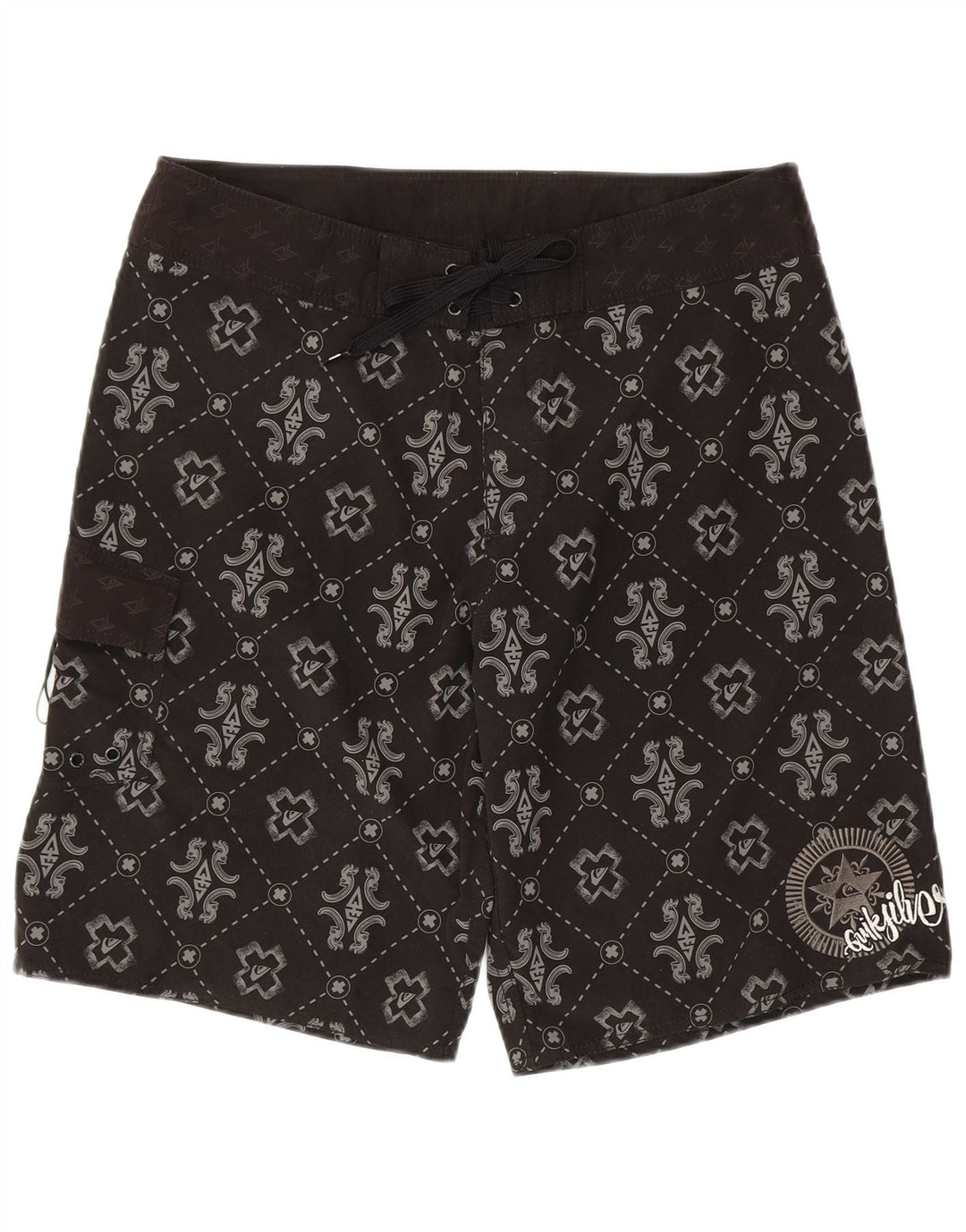 Pantaloni scurți de înot grafic Quiksilver pentru bărbați, poliester geometric mare, negru