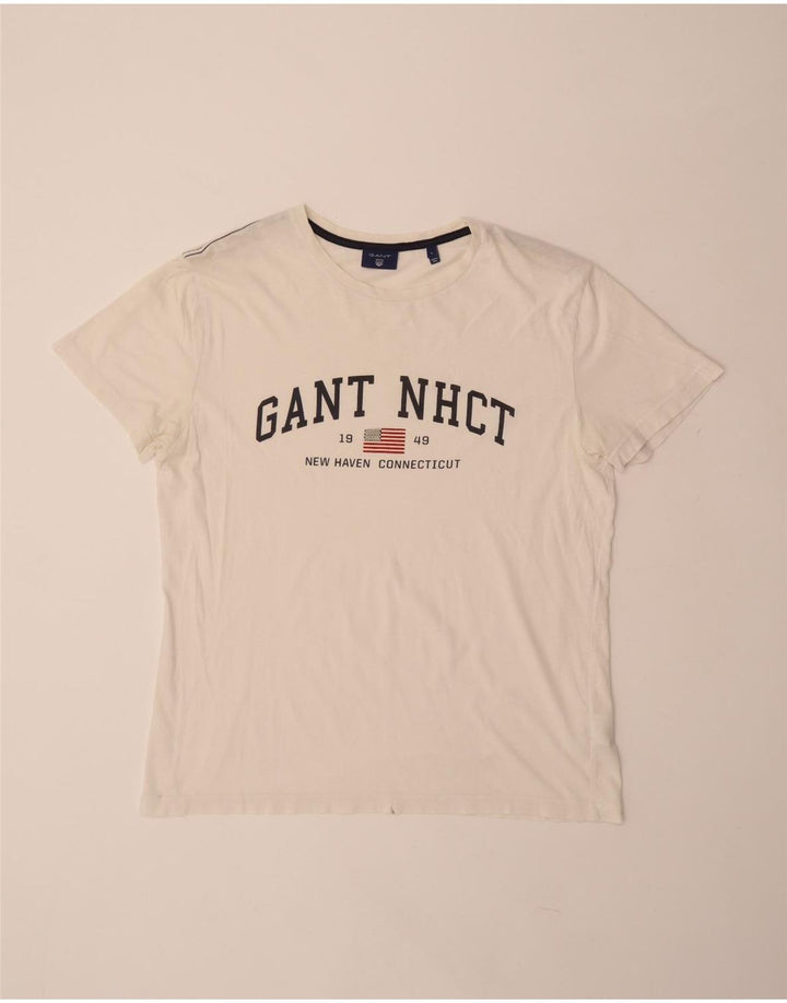 GANT Tricou grafic pentru bărbați Top mare din bumbac alb