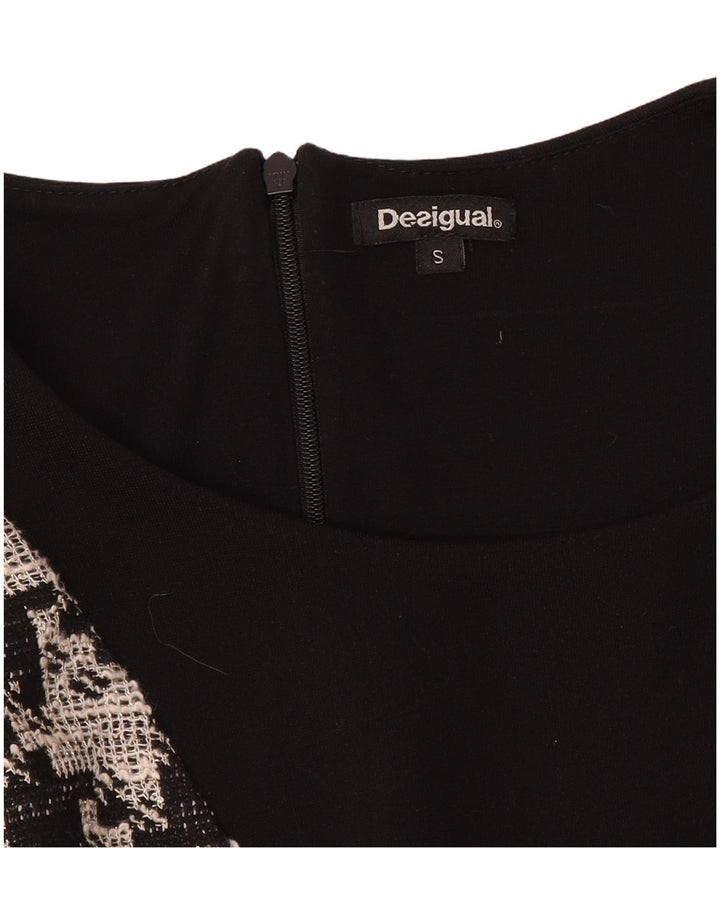 Rochie teacă cu mâneci 3/4 Desigual pentru femei UK 10, mic negru, mozaic