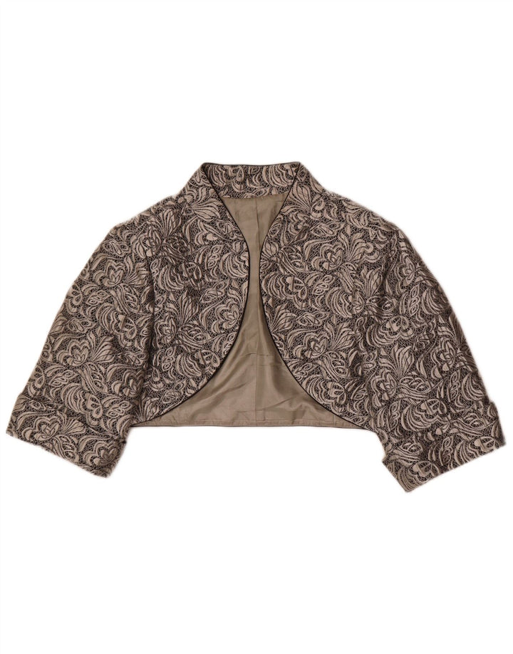 Jachetă Bolero Vintage pentru femei UK 18 XL Gri, Floral, Poliester