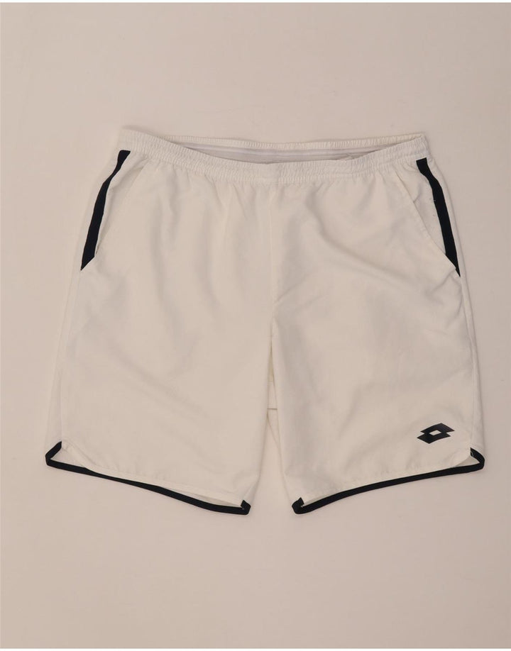 Pantaloni scurți sport Lotto pentru bărbați, mari, alb, bloc de culoare