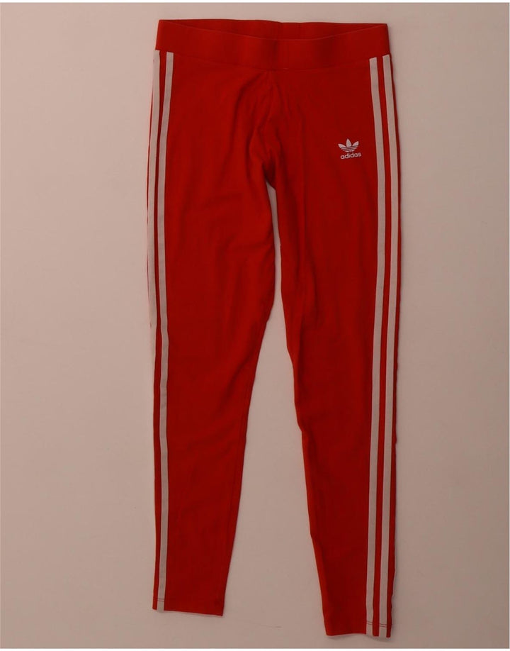 ADIDAS Womens Leggings UK 10 Small  Red Cotton