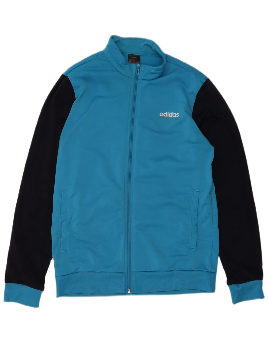 Jachetă de top pentru trening grafic Adidas pentru bărbați, albastru mediu, poliester color bloc