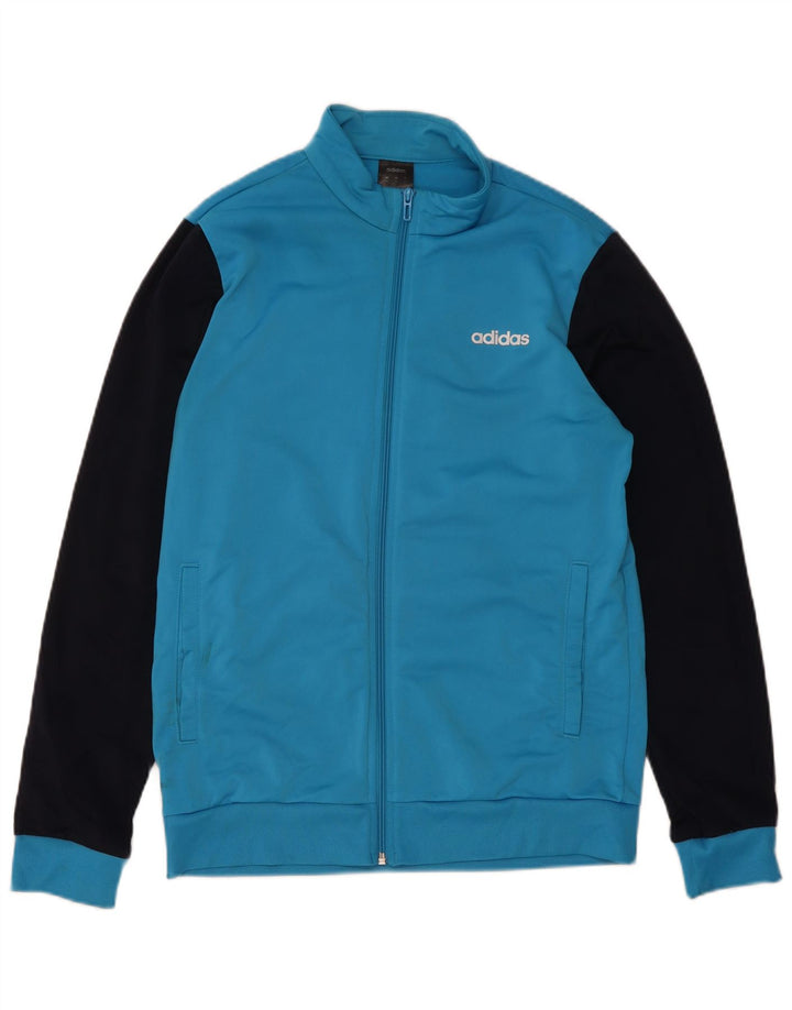 Jachetă de top pentru trening grafic Adidas pentru bărbați, albastru mediu, poliester color bloc