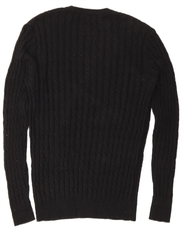 Pulover Jack Wills pentru bărbați cu gât roșu mic, negru