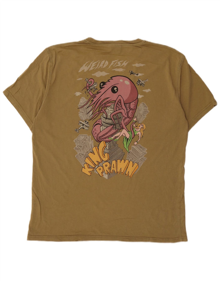 Tricou grafic pentru bărbați Weird Fish Top Mediu Kaki Bumbac