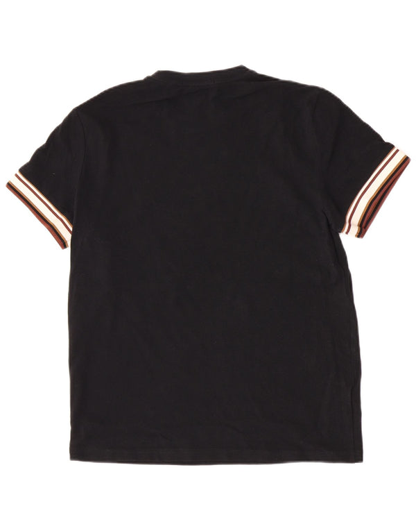 Tricou Fred Perry pentru bărbați Top mediu negru din bumbac color bloc