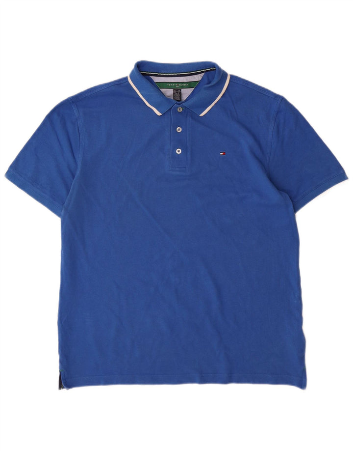Tricou polo Tommy Hilfiger pentru bărbați, bumbac albastru mediu