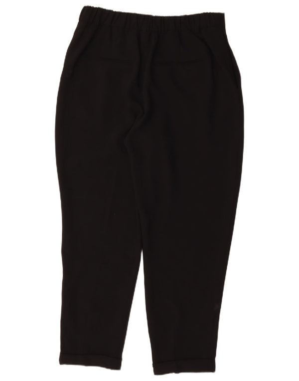 Pantaloni tăiați cu talie înaltă Zara pentru femei, mari L32 L25, poliester negru