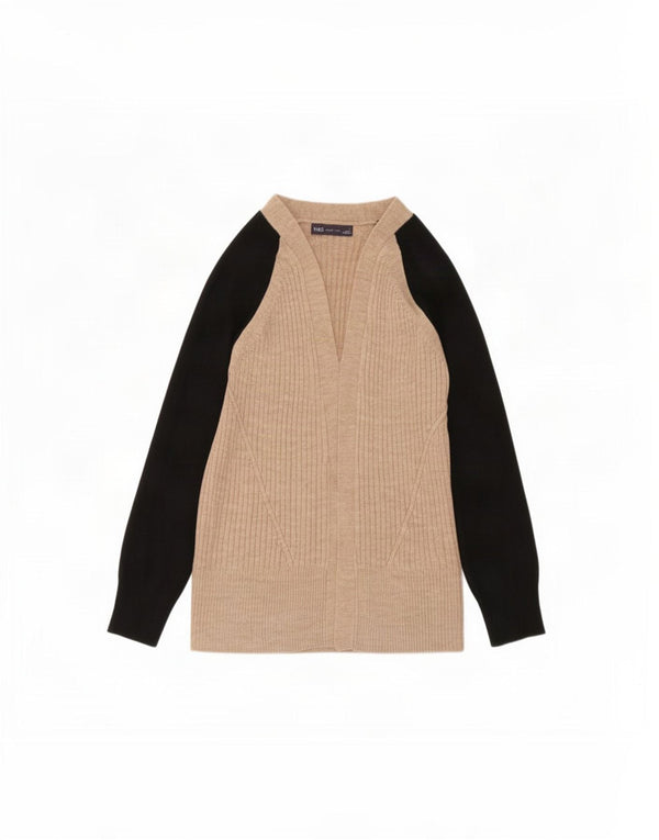 Pulover cardigan deschis pentru femei Marks & Spencer UK 10 Mic Bej Colorblock