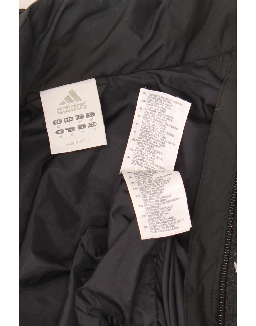 Jachetă căptușită cu glugă supradimensionată pentru femei ADIDAS UK 10 Poliester negru mic