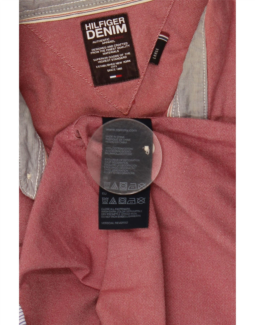 Cămașă pentru bărbați Tommy Hilfiger, bumbac mare, roz
