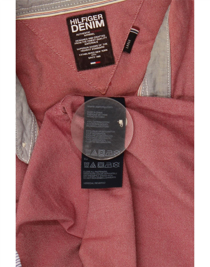 Cămașă pentru bărbați Tommy Hilfiger, bumbac mare, roz