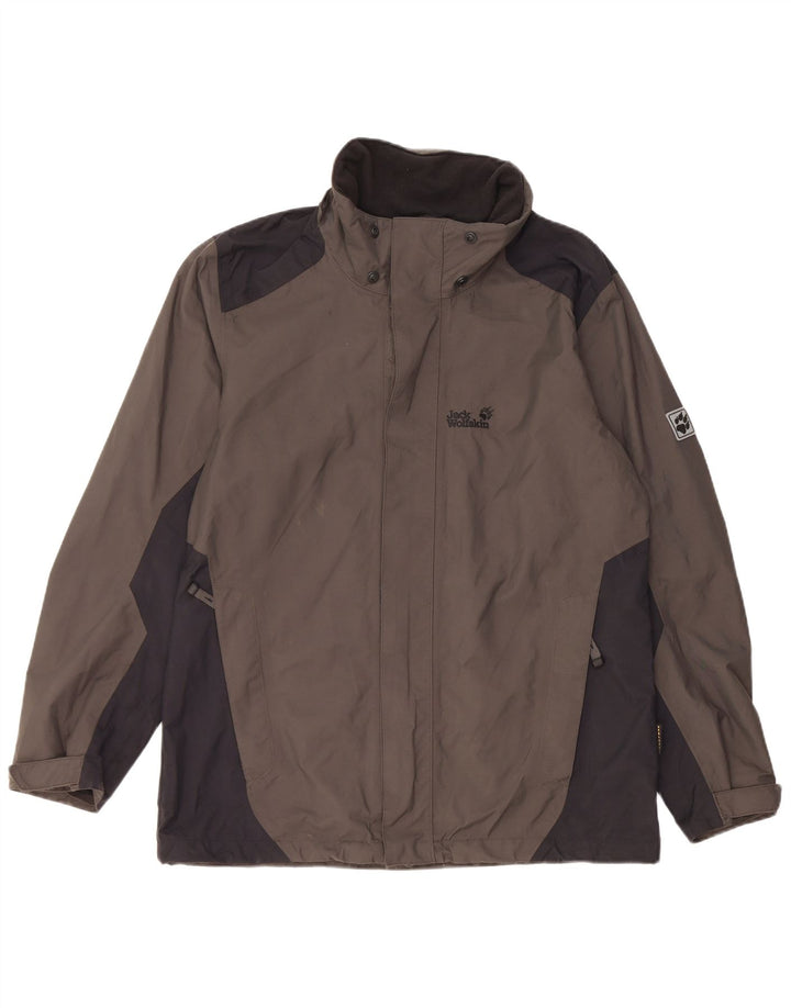 Jack Wolfskin Jachetă de ploaie pentru bărbați Marea Britanie 36/38 Gri mediu Poliamidă color bloc