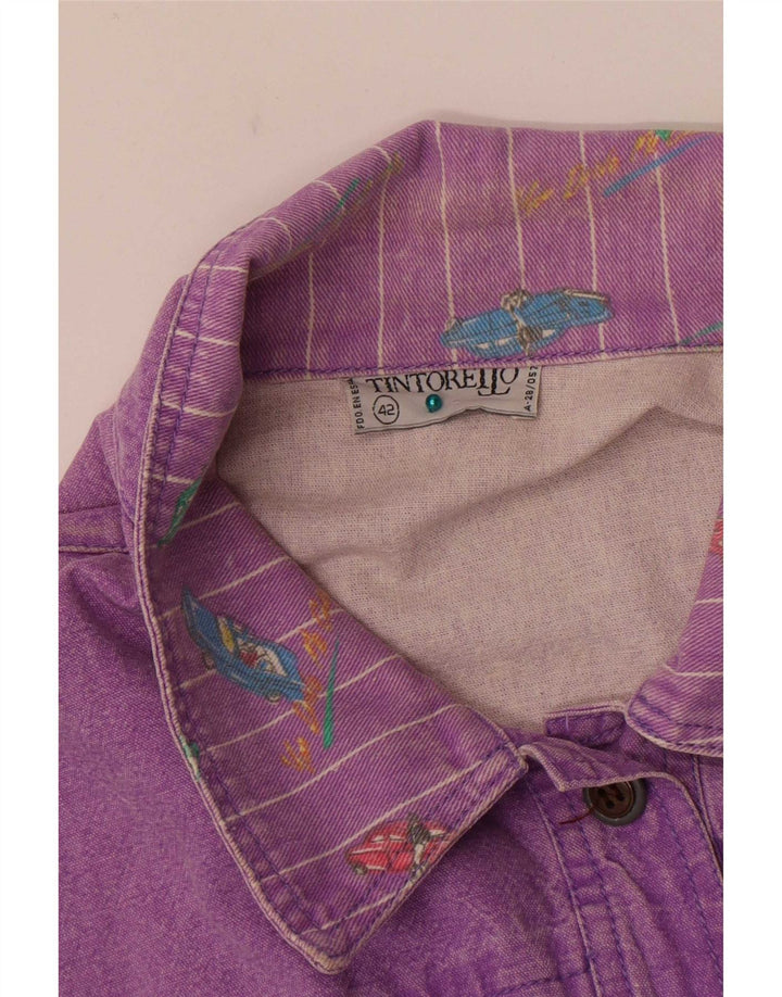 Jachetă din denim pentru femei Tintoretto, cu model abstract, EU 42, mare, violet, retro