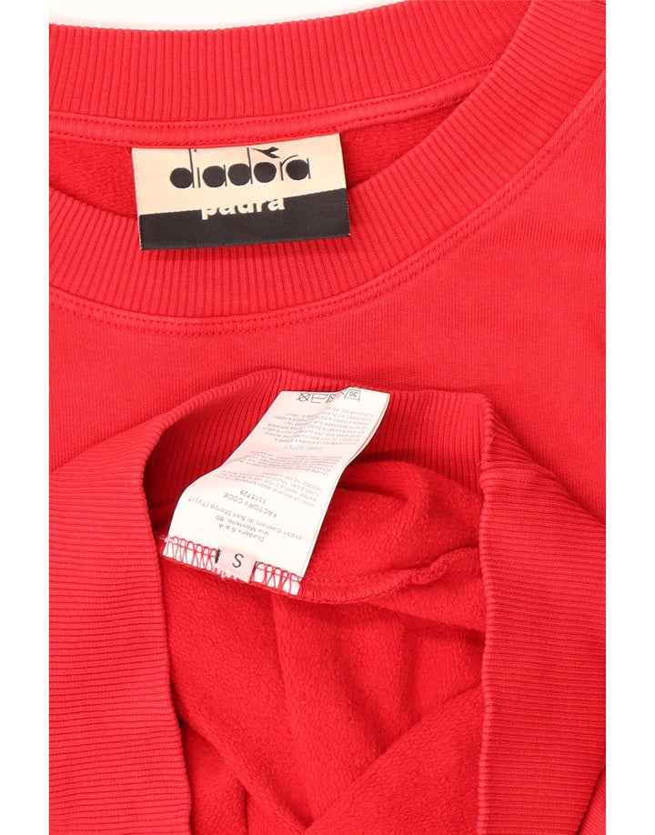 DIADORA Mens Graphic Sweatshirt Jumper Small Red Cotton Vintage Diadora and Second-Hand Diadora from Messina Hembry 