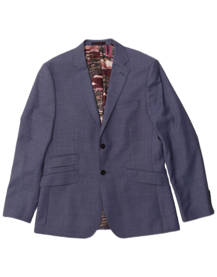 Jachetă pentru bărbați TED BAKER, cu 2 nasturi, cu 2 nasturi, mare, pete albastre
