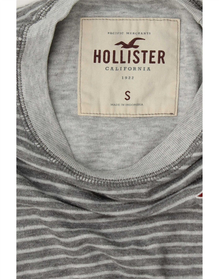 Top Hollister pentru bărbați cu mânecă lungă, gri mic, cu dungi