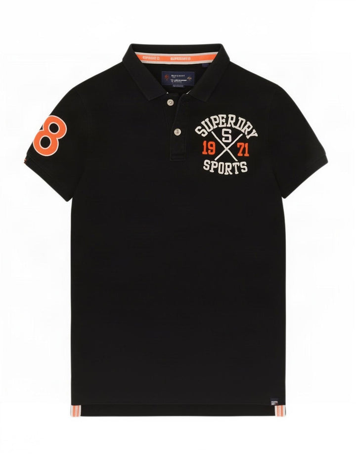 Tricou polo grafic pentru bărbați Superdry, mare, negru