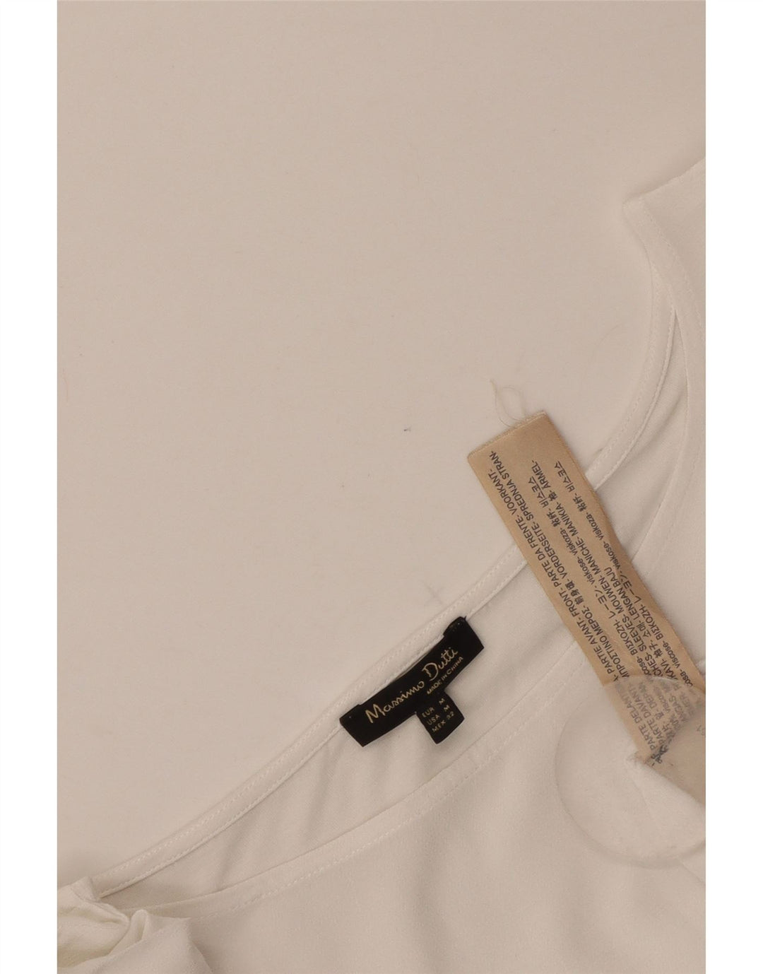 Bluză de top cu mâneci 3/4 pentru femei Massimo Dutti, UK 12, viscoză albă medie