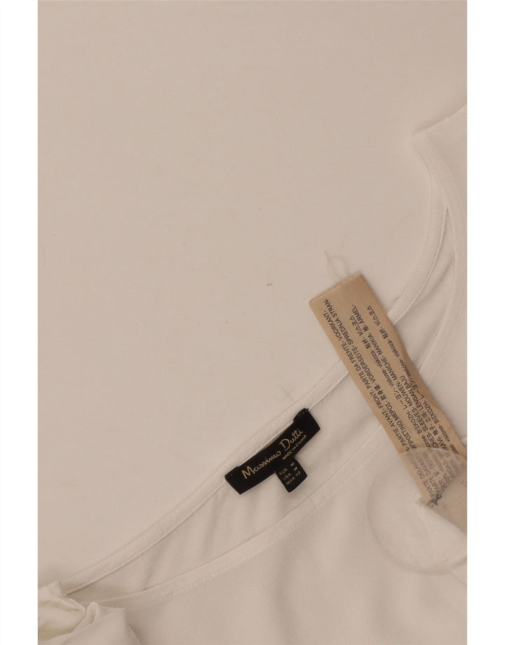 Bluză de top cu mâneci 3/4 pentru femei Massimo Dutti, UK 12, viscoză albă medie