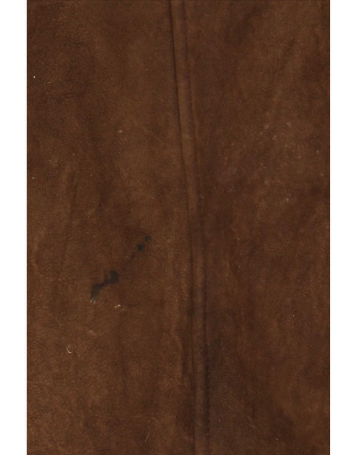 Palton din shearling cu glugă vintage pentru femei UK 8 mic maro